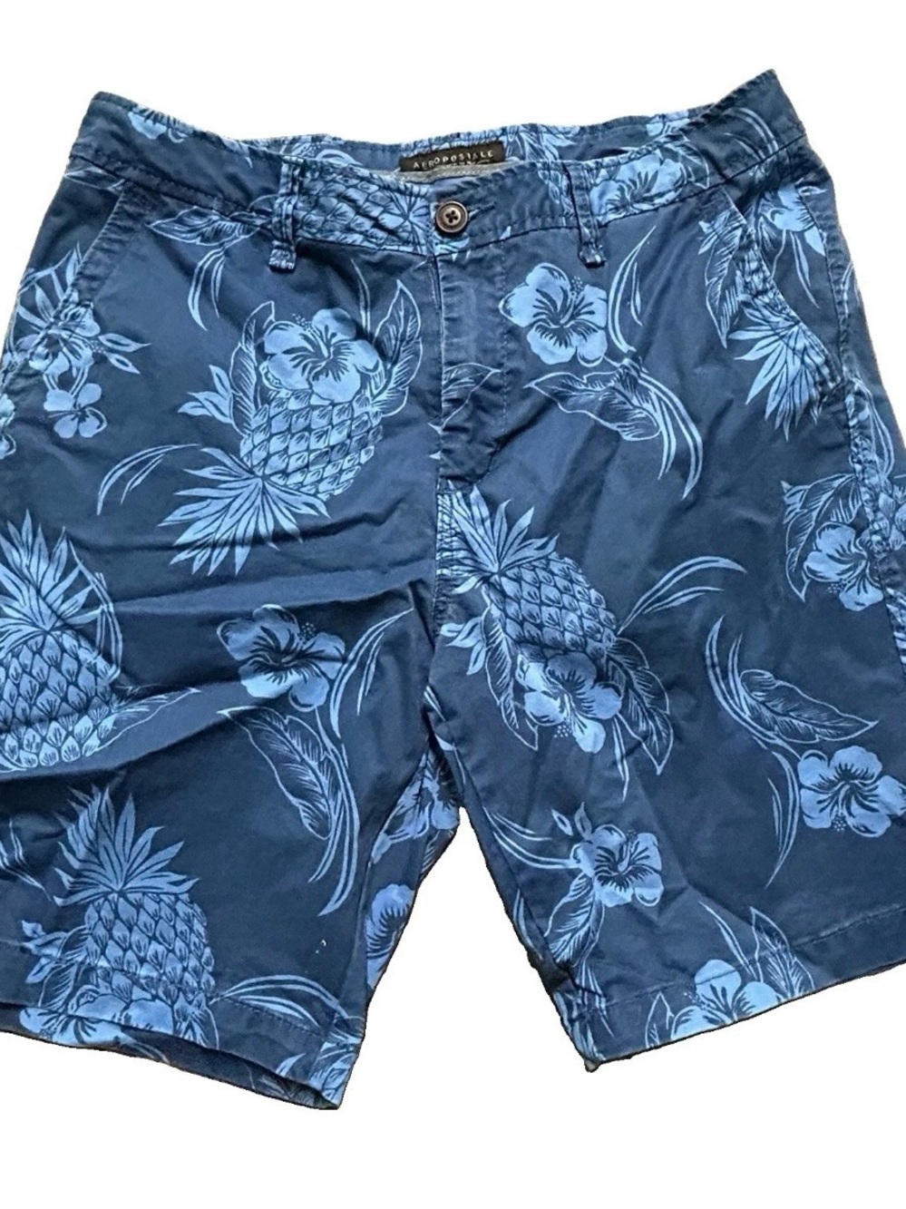 Men’s Aeropostale Blue Khaki Shorts Pineapples Size 32
